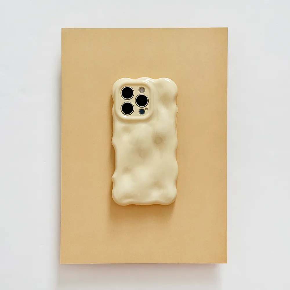 Stylish Texture 3D Bubble Phone Case - Butter Yellow