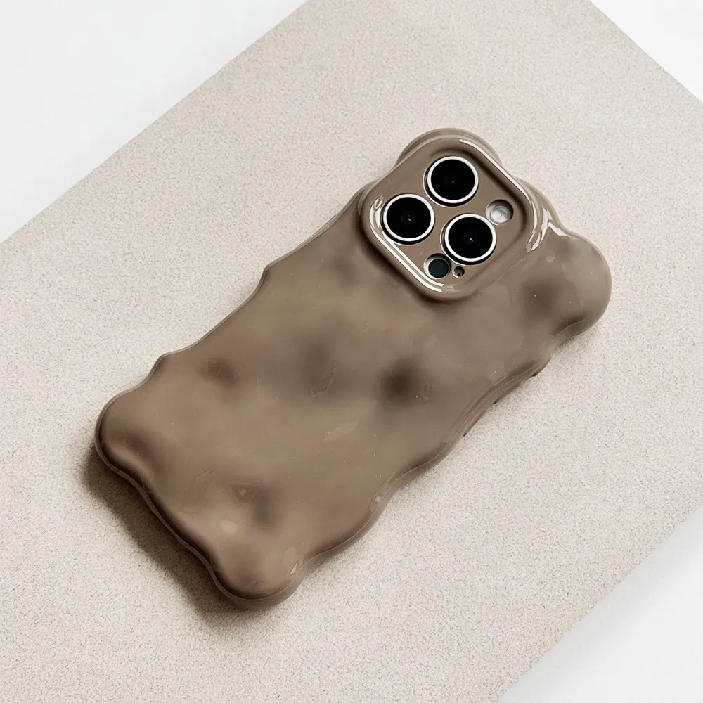 3D Bubble Phone Case - Mocha Trendy Design Protective Texture Layer