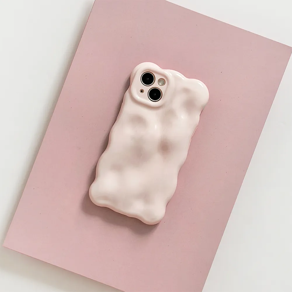3D Bubble Phone Case - Powder Pink Modern Detail Soft Cushion