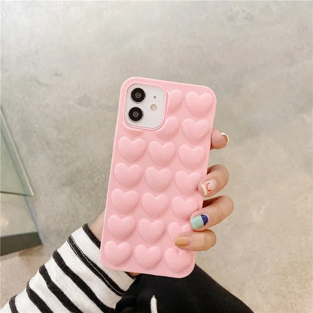 Modern Edge Layer 3D Love Heart Phone Case for iPhone