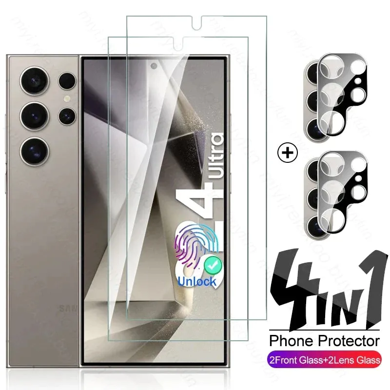 4In1 HD Tempered Glass Case For Samsung Galaxy S24 Series Everyday Fit