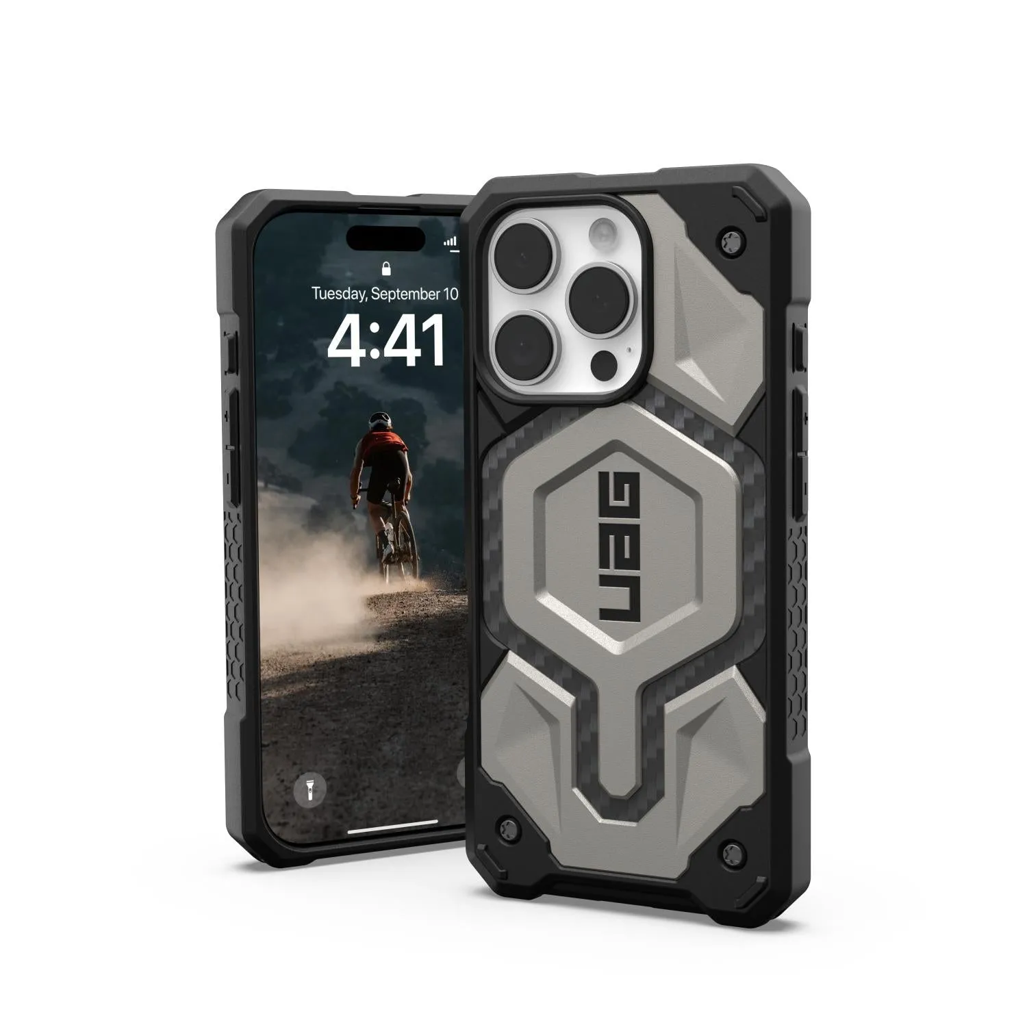 UAG Monarch Pro MagSafe Case - Apple iPhone 16 Pro - Titanium (UAG-I16PR-MPMCF) Luxury Build Trendy Pattern