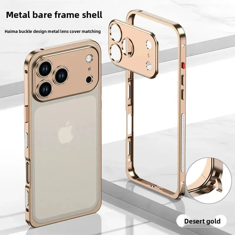 Luxury Original Colour Rugged Aluminum Alloy Slim Frame Case Metal Lens Frame Cold Cut Protect Cover For iPhone 17/ 16 /15 /14 Travel Friendly