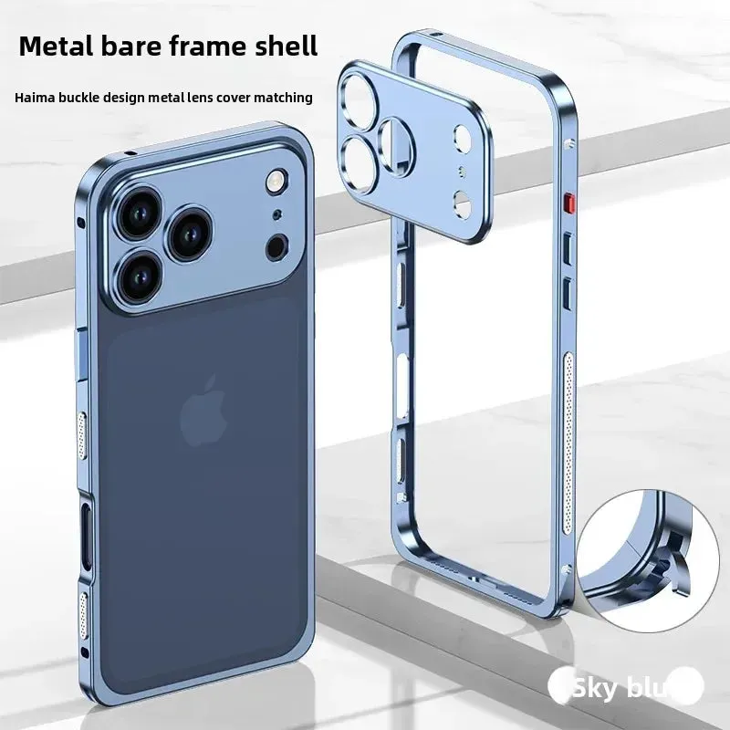 Luxury Original Colour Rugged Aluminum Alloy Slim Frame Case Metal Lens Frame Cold Cut Protect Cover For iPhone 17/ 16 /15 /14 Compact Edge