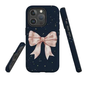 iPhone MagSafe Tough Case -  Big Bow Blue Stars Flexible Texture Flexible Edge