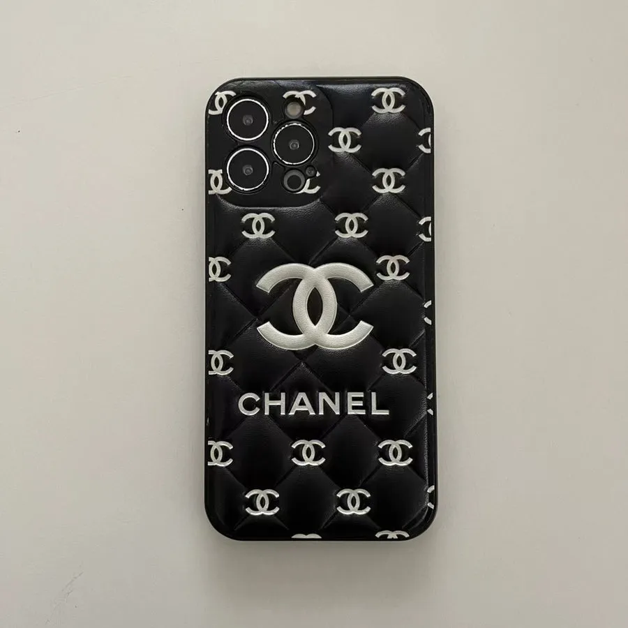 Embossed Chanel iPhone Case: Classic Luxury Design Compact Pattern