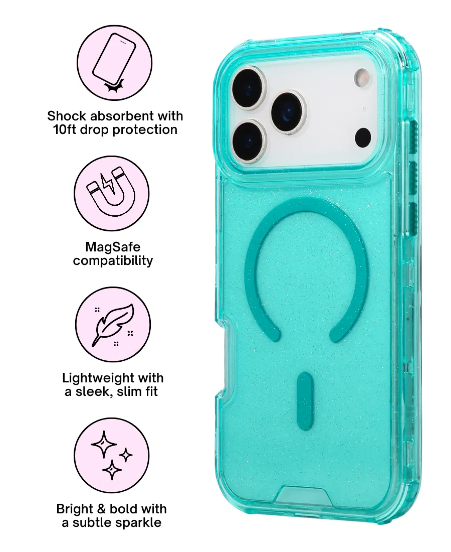 Premium Feel Modern Texture Build Aqua Neon MagSafe Phone Case