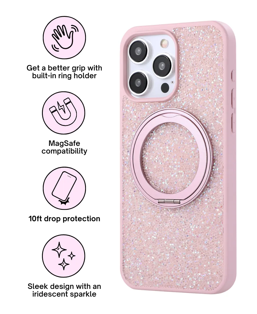 Baby Pink Gem MagSafe Phone Case Fashion Design Gloss Layer Finish