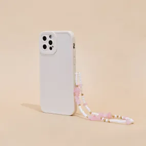 Phone Lanyard Beaded Phone Strap - Pink & White Magic