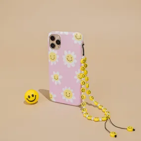 Adult Strap Beaded Phone Strap - Smiley Pearl