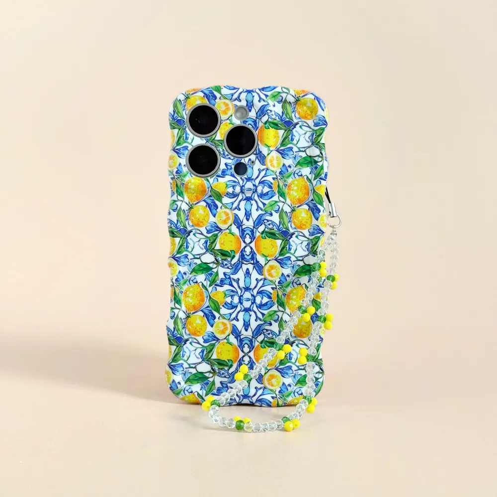 Women Lanyard Beaded Phone Strap - Yellow Lemon