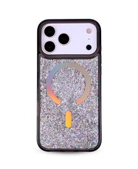 Black Holo Glitter MagSafe Phone Case Smooth Shape