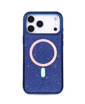 Vivid Surface Minimal Pattern Blue Crystal Glam MagSafe Phone Case