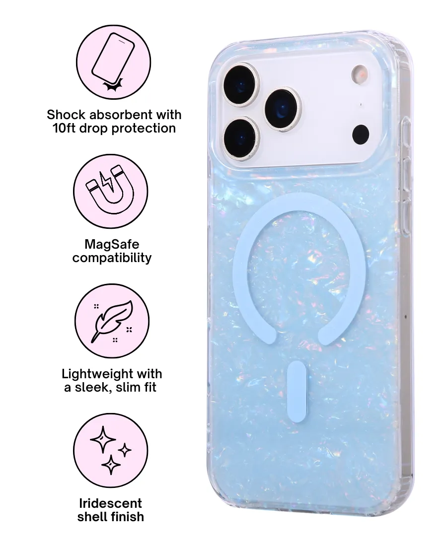 Trendy Layer Blue Mother of Pearl MagSafe Phone Case