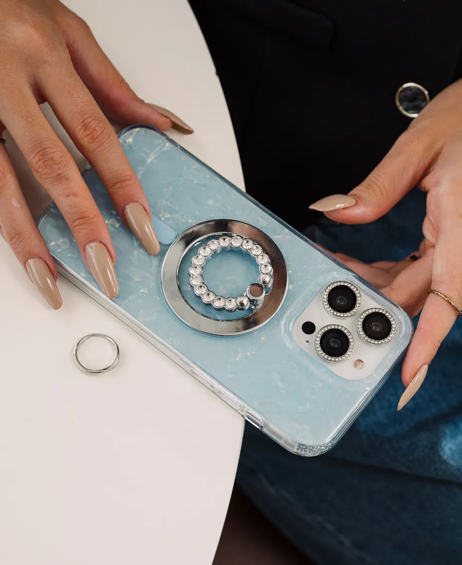 Lightweight Feel Urban Minimalism Blue Mother of Pearl MagSafe Phone Case