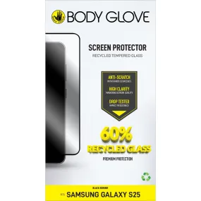 Body Glove Recycled Tempered Glass Screen Protector - Samsung Galaxy S25 - Black Border (BGSGRTG-GXS25) Mobile Device Shield Scratch Defense Shield