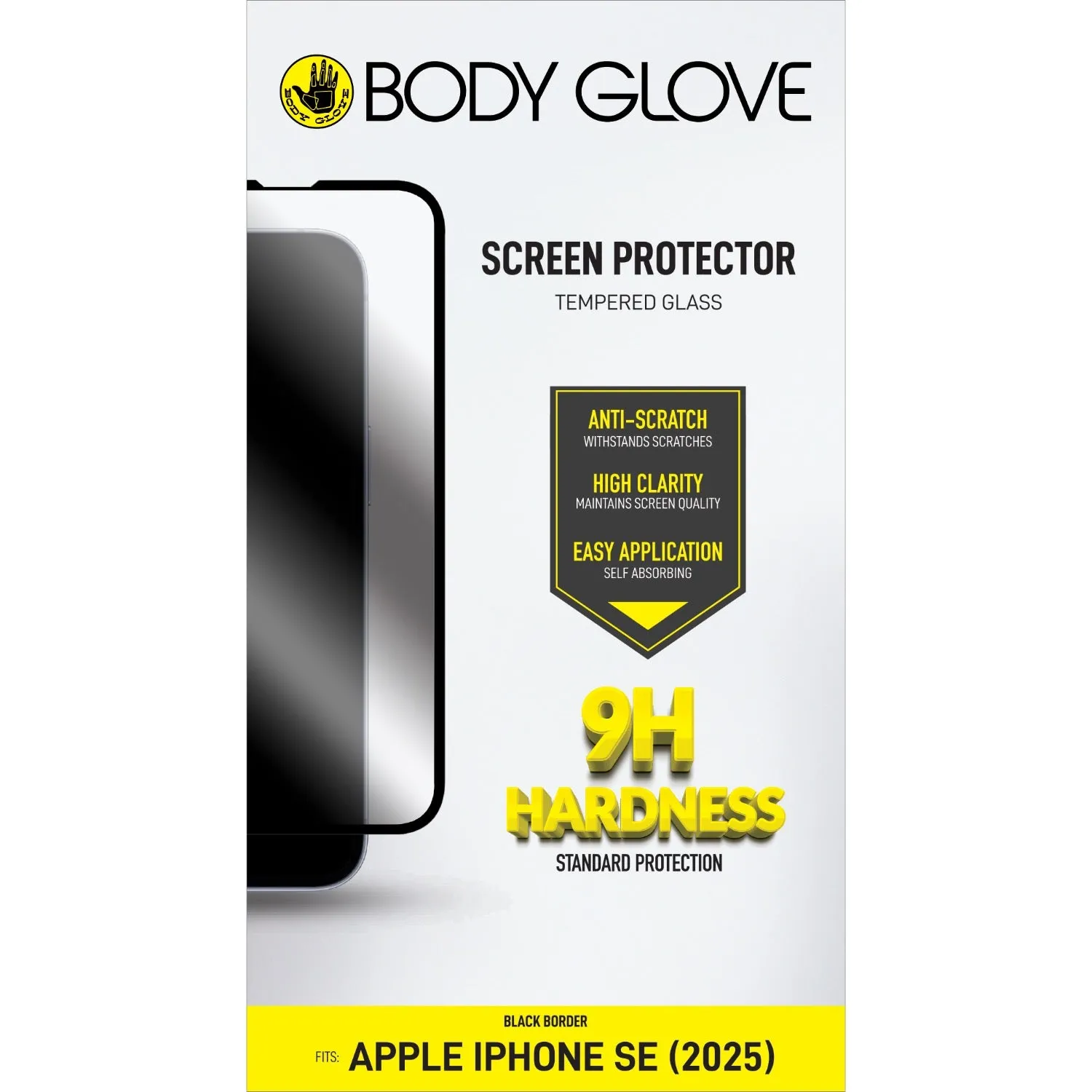 daily protection Body Glove Tempered Glass Screen Protector - Apple iPhone 16e - Black Border (BGSGFGTG-IPSE4B)