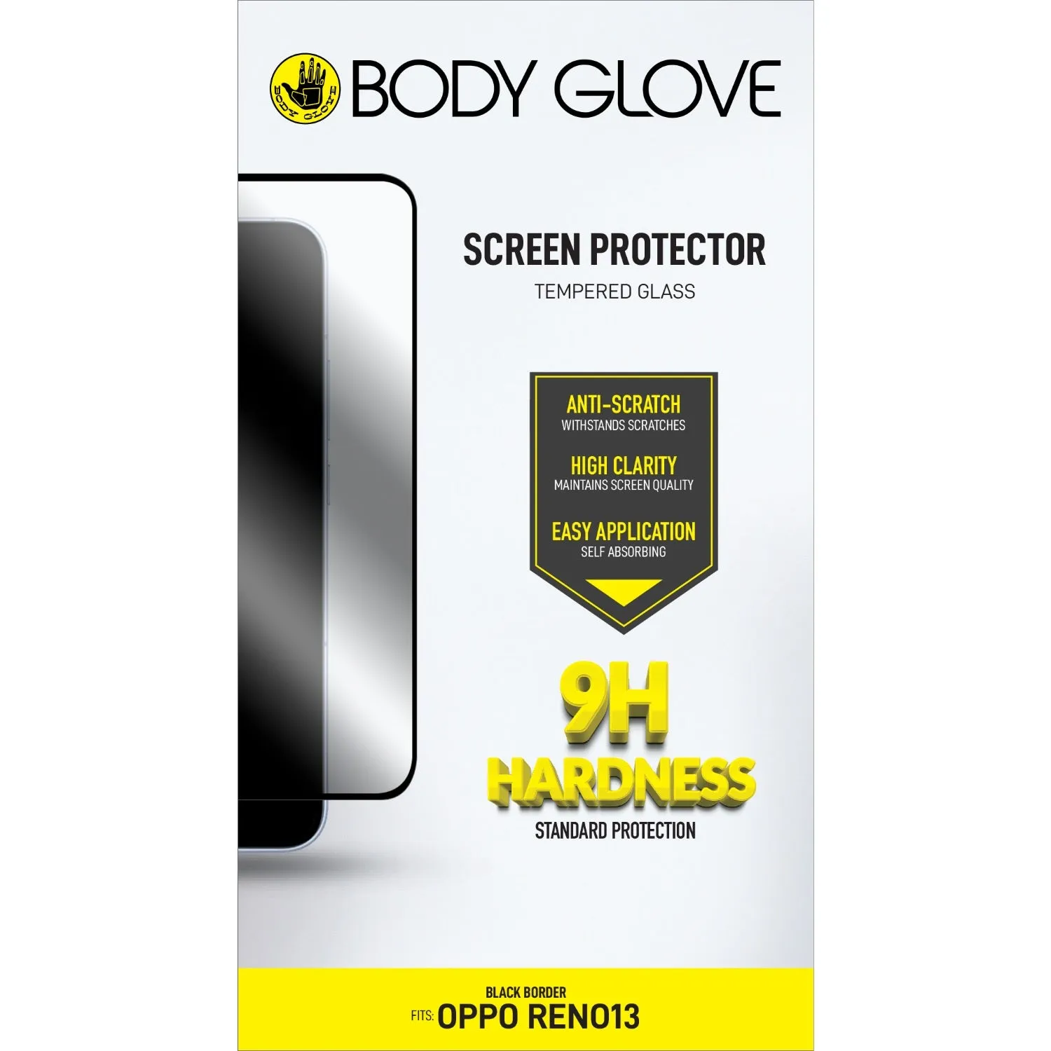 Tempered Glass Guard Screen Safety Ultra Body Glove Tempered Glass Screen Protector - Oppo Reno13 - Black Border (BGSGFGTG-OPPR13)
