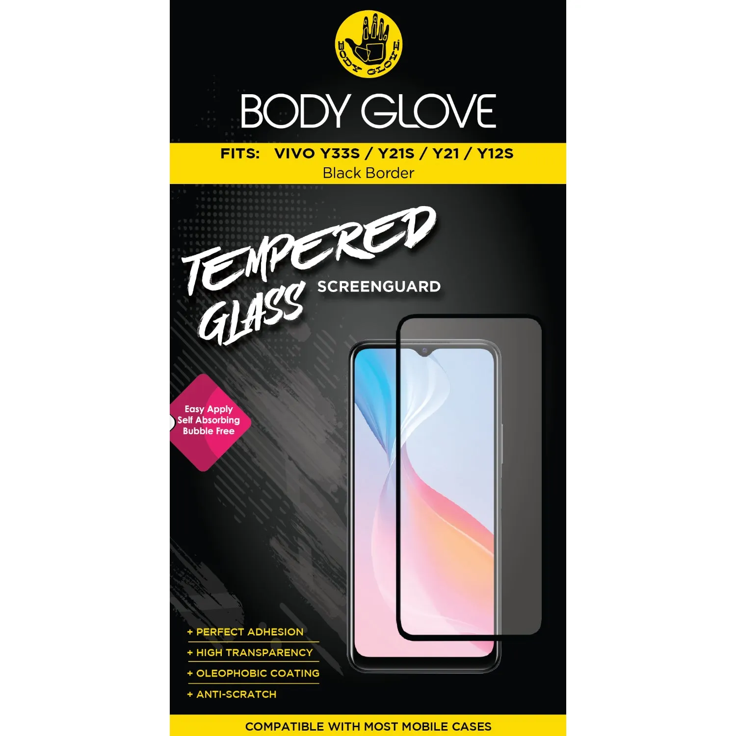 Body Glove Tempered Glass Screen Protector - Vivo Y33S / Vivo Y21 / Vivo Y12S HD Clarity Plus Protective Film Shield