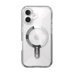 Hard Shell Modern Function Speck Gemshell Grip MagSafe Case - Apple iPhone 16 - Clear & Chrome (SPK150697-5085)