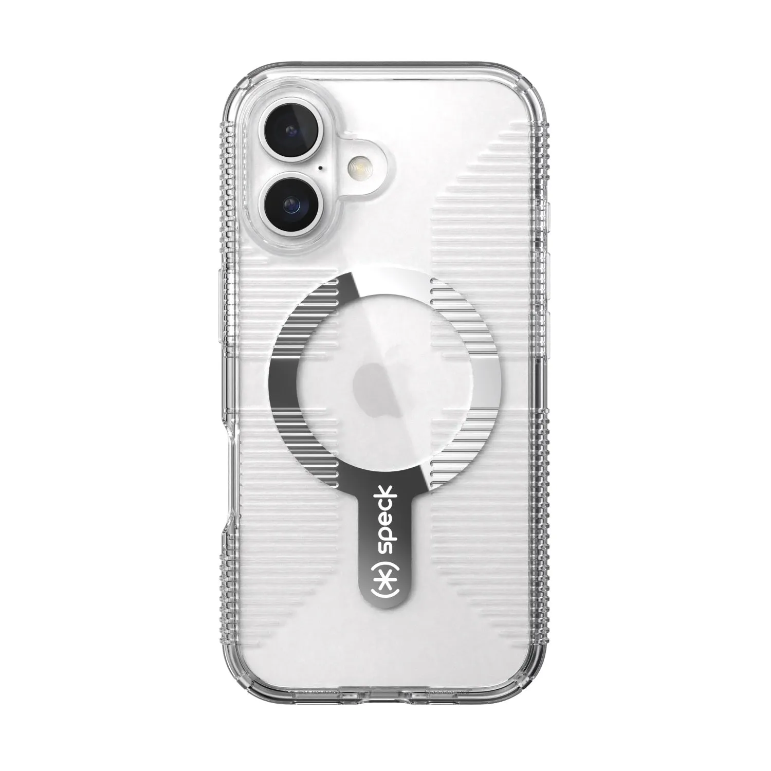 Hard Shell Modern Function Speck Gemshell Grip MagSafe Case - Apple iPhone 16 - Clear & Chrome (SPK150697-5085)