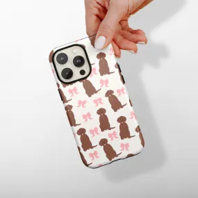 Premium Texture Design Protective Quality Bows & Besties Tough Phone Case - Chocolate Labrador