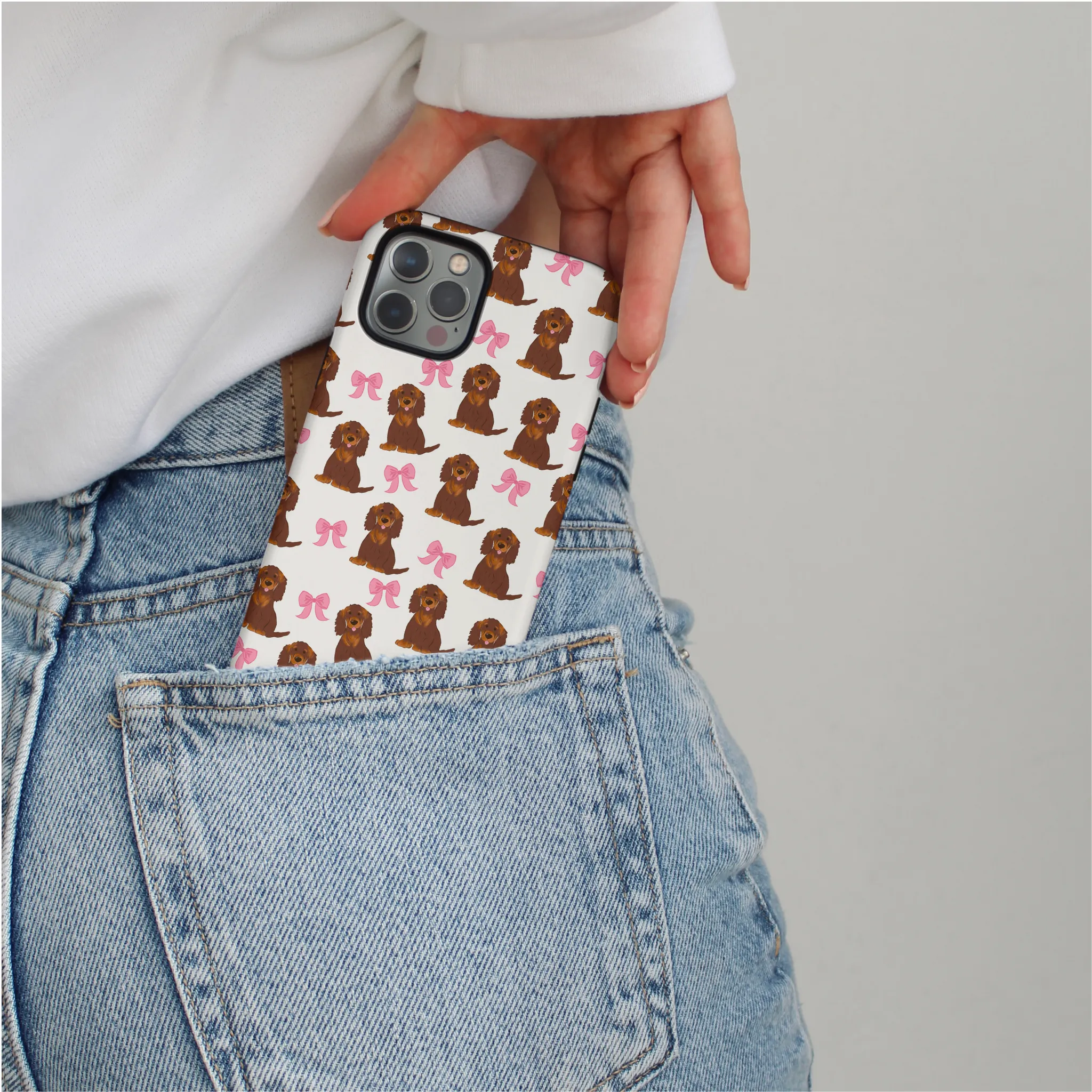 Bows & Besties Tough Phone Case - Dachshund Anti Shock Layer Practical Design