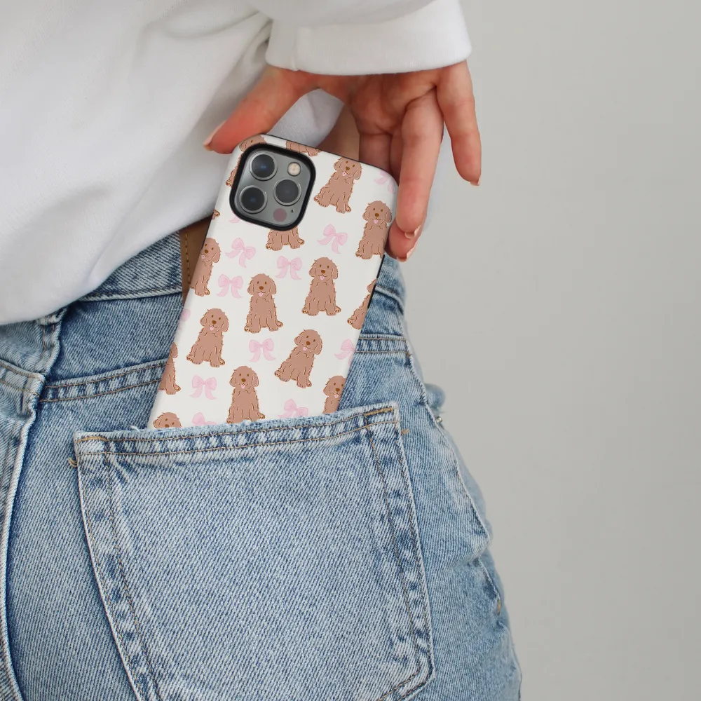 Stylish Detail Bows & Besties Tough Phone Case - Goldendoodle