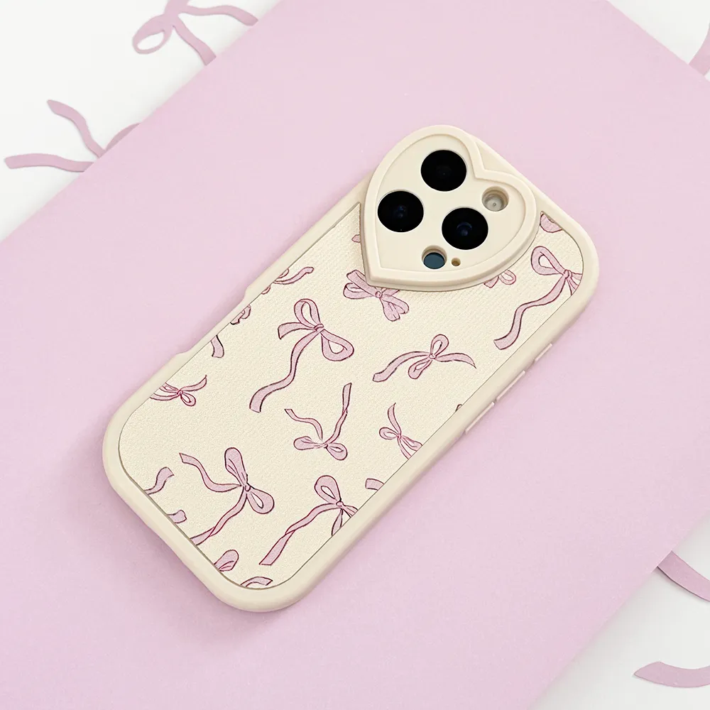 Strong Shell Bowtifully Ribbed Heart Camera Phone Case