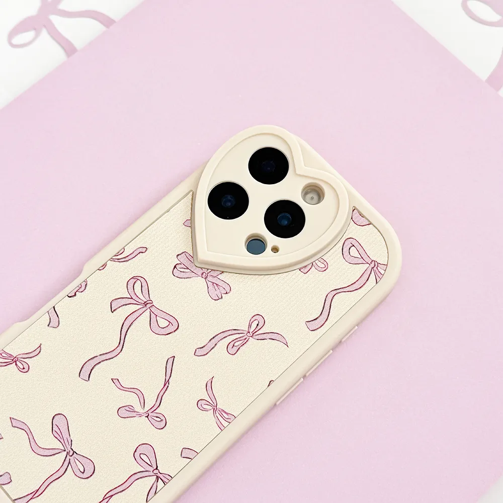 Bowtifully Ribbed Heart Camera Phone Case Protective Material Protective Frame Design