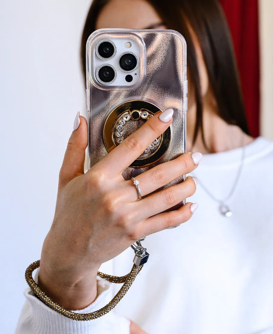 Protective Layering Hybrid Pattern Texture Bronze Cosmic MagSafe Phone Case