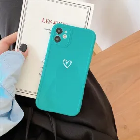 Candy Colours Love Heart Phone Case For iPhone Smooth Surface Layer