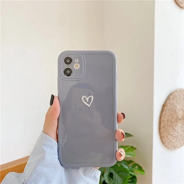 Candy Colours Love Heart Phone Case For iPhone Portable Layer