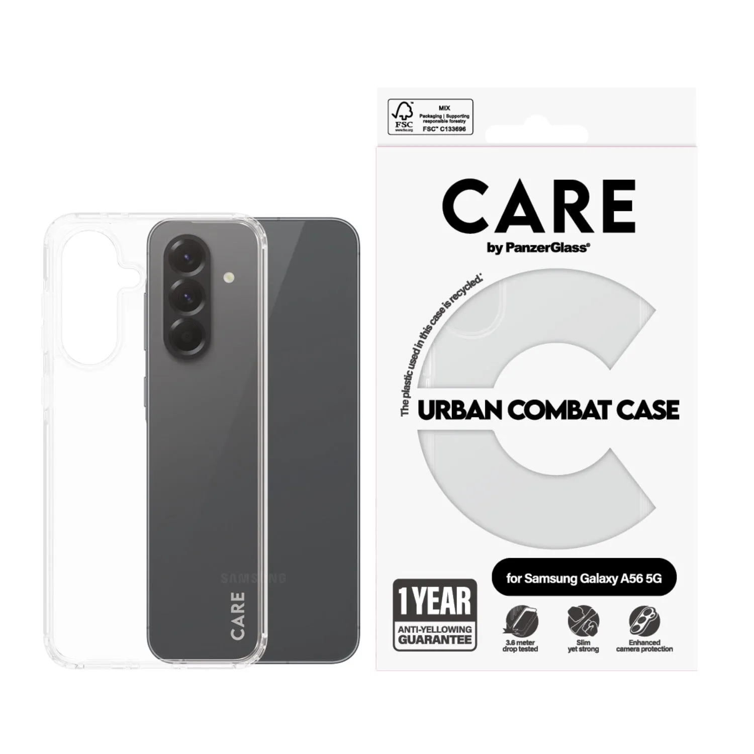 Comfort Design Care by PanzerGlass Urban Combat Case - Samsung Galaxy A56 ?C Clear (CRRFUBCG38380)