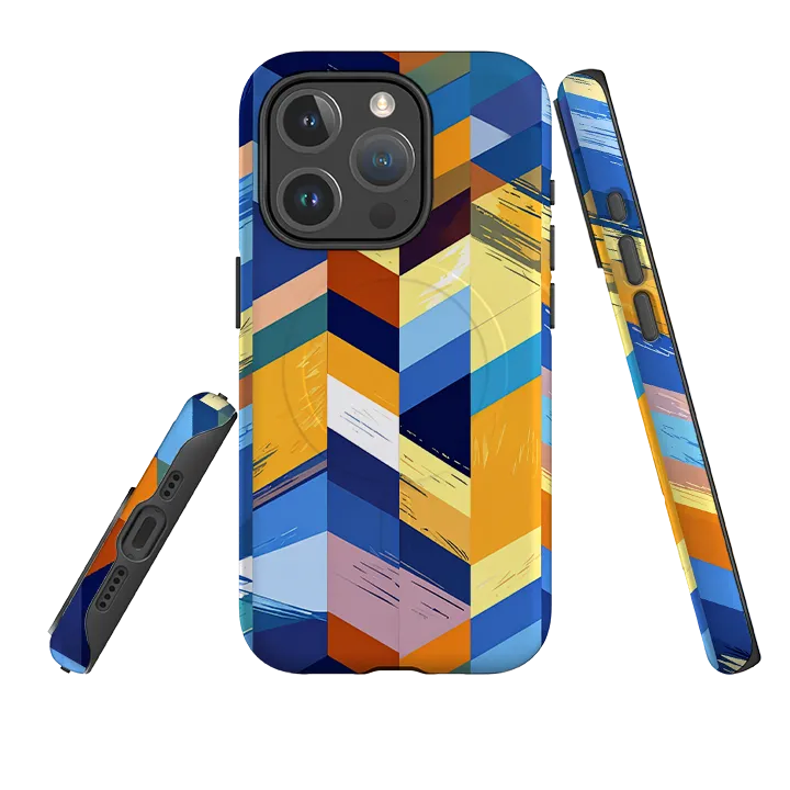 Elegant Pattern Design Polished Surface Texture iPhone MagSafe Tough Case - Technicolour Stripes