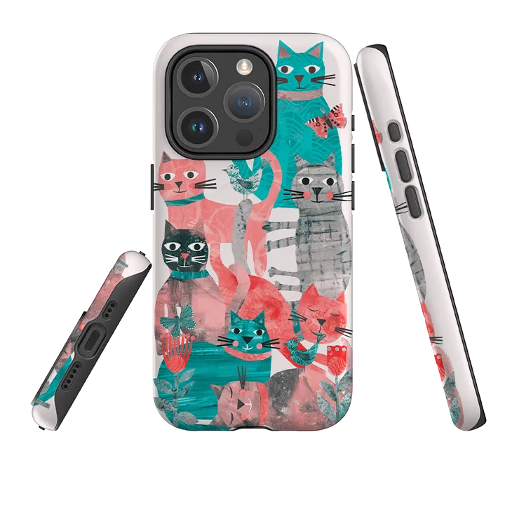 Durable Shell Protective Look iPhone MagSafe Tough Case - Cat Party II By Tracey English