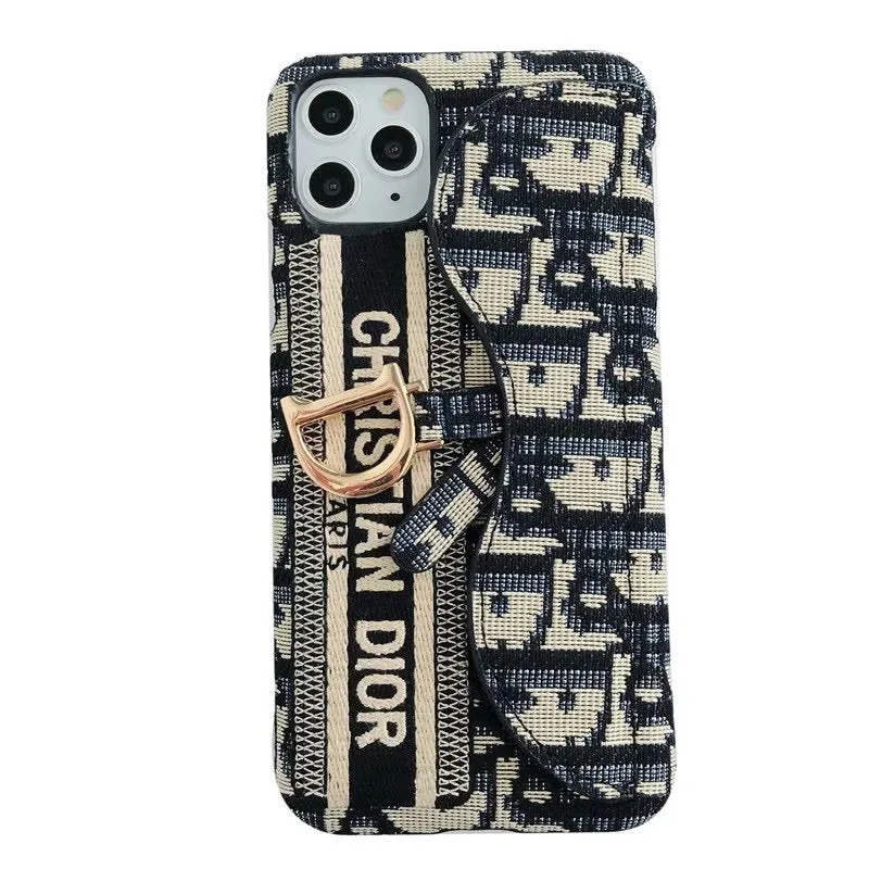Classic Luxury iPhone Case with Card Holder Modern Texture