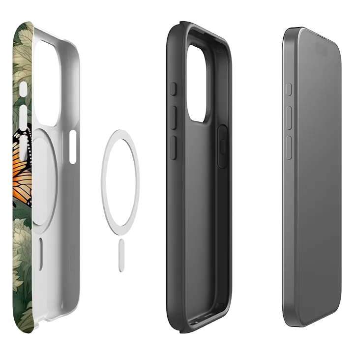 Flexible Edge Texture iPhone MagSafe Tough Case - Butterfly Daisies IV