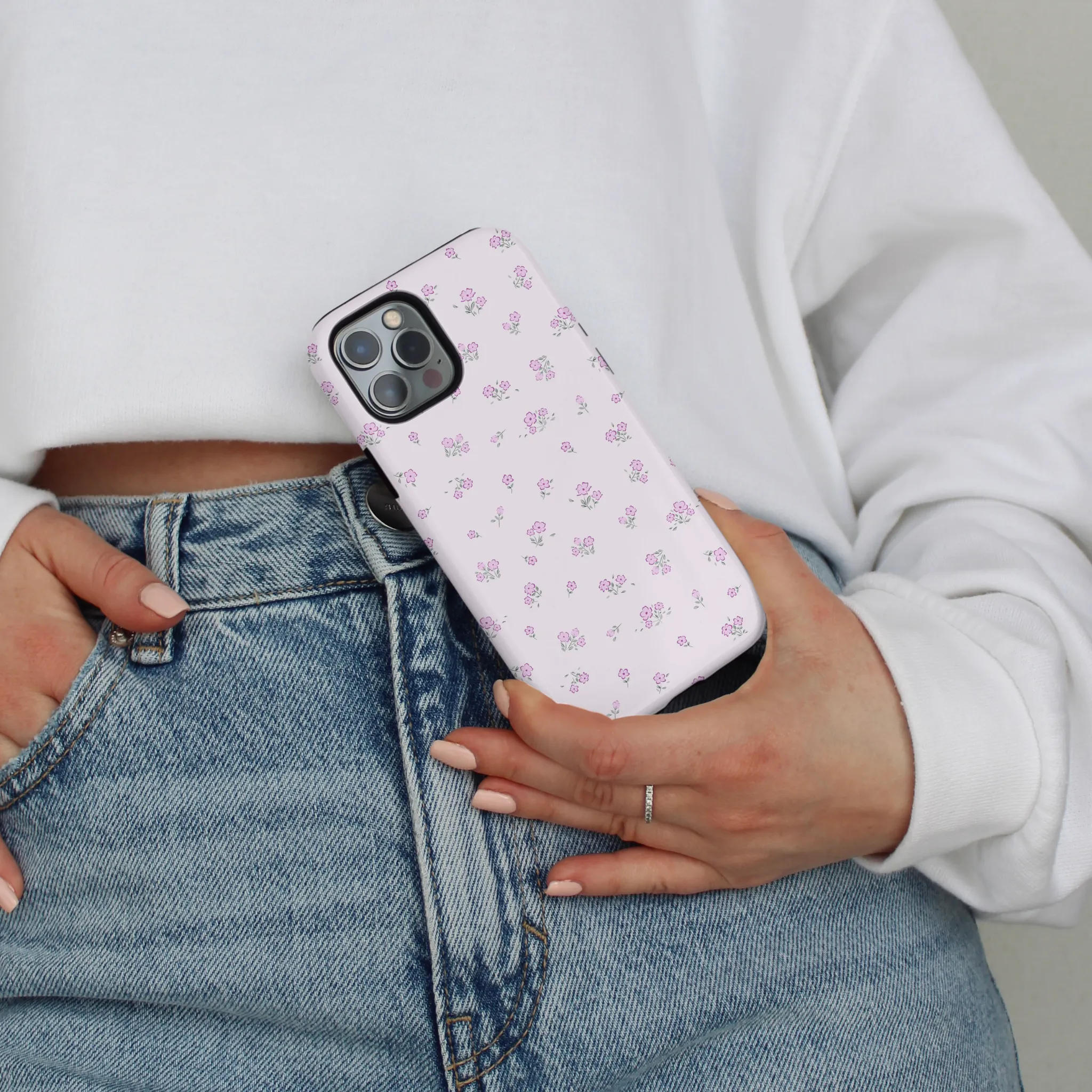 Hybrid Pattern Tough Phone Case - Ditsy Floral Lilac