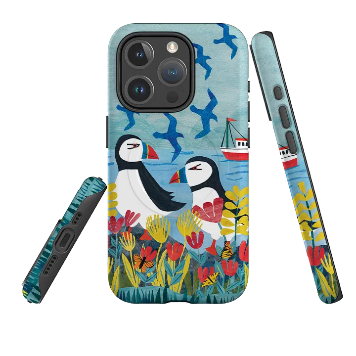 iPhone MagSafe Tough Case - Puffins By Tracey English Polished Surface Texture