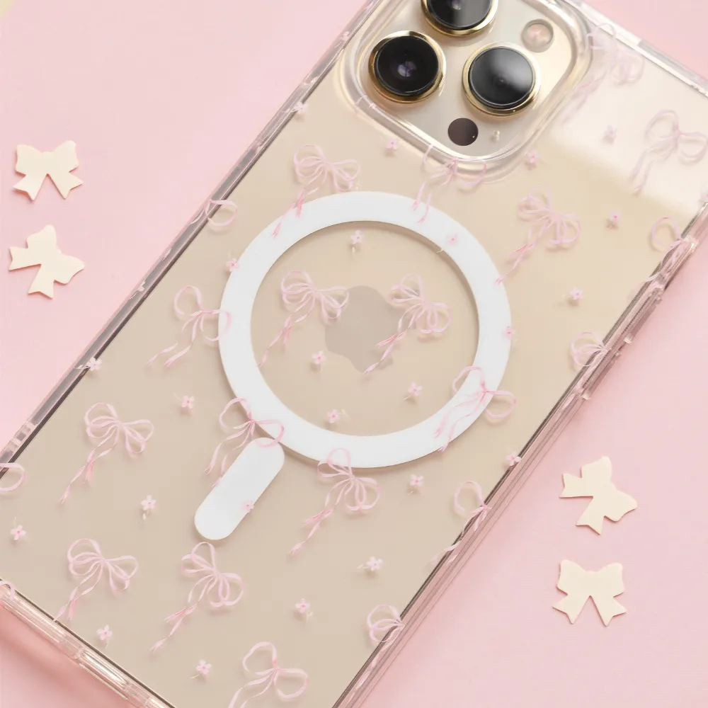 Clear MagSafe? Phone Case - Dainty Bows Soft Surface Layer Premium Pattern Design