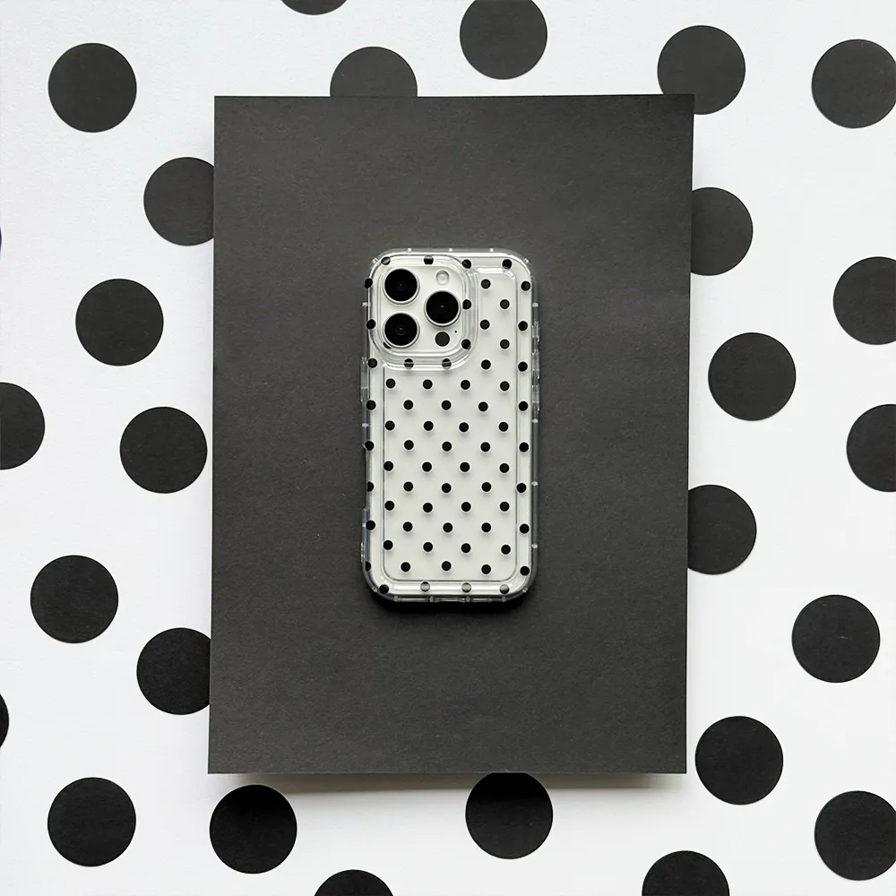 Clear Phone Case - Black Polka Dot Classic Grip Minimal Aesthetic Touch
