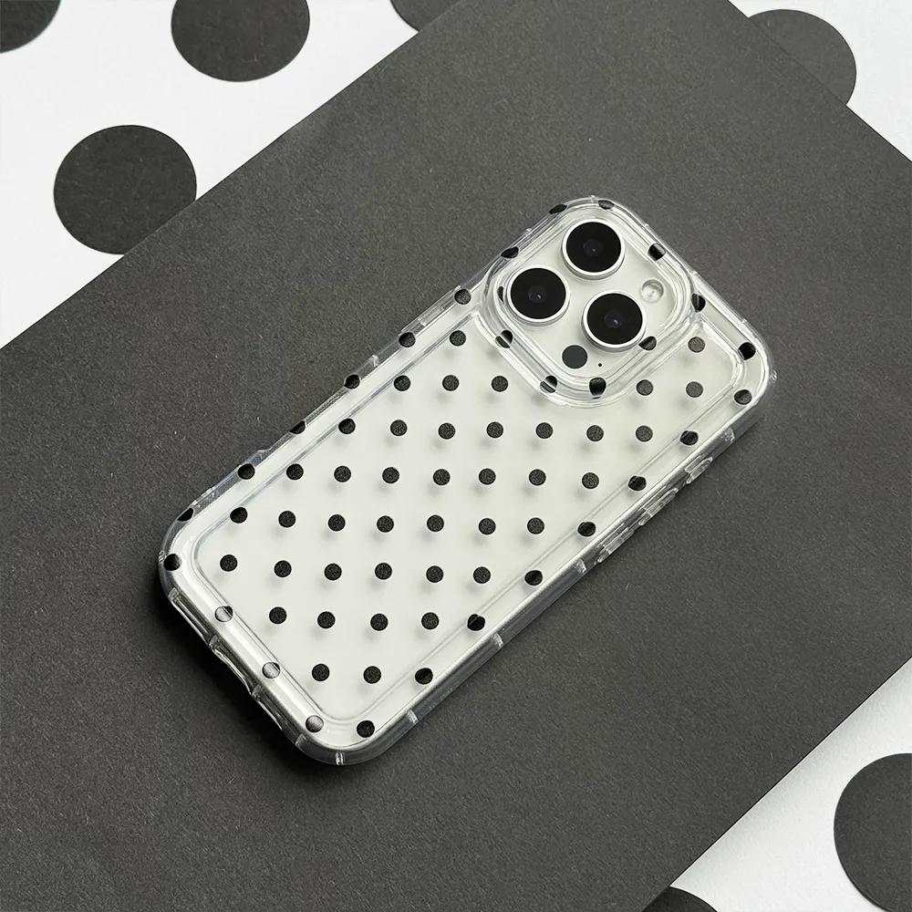 Clear Phone Case - Black Polka Dot Travel Companion