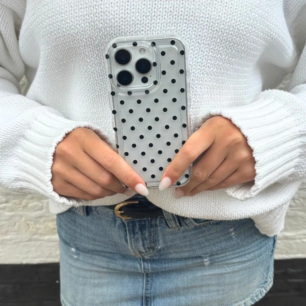 Functional Design Clear Phone Case - Black Polka Dot