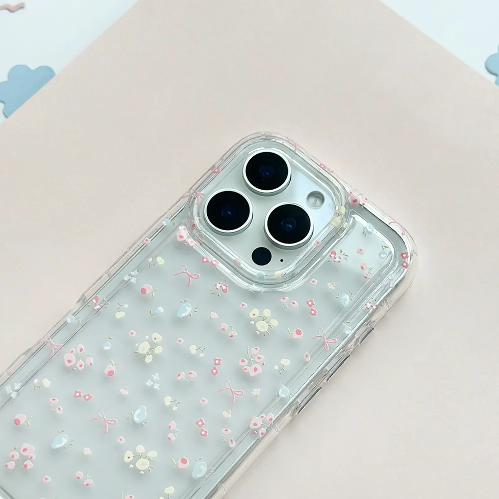 Clear Phone Case - Bows in Bloom Stylish Look Shock shield
