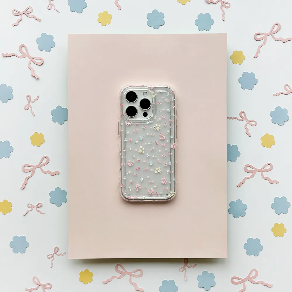 Rugged Pattern Design Clear Phone Case - Bows in Bloom