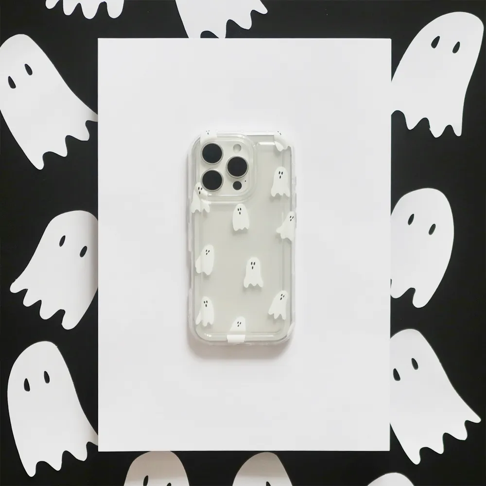 Clear Phone Case - Cute Ghosts Elegant Build Texture Soft Protection Layer