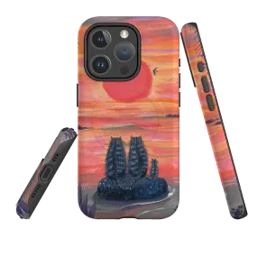 iPhone MagSafe Tough Case - Sunset Cats By Mary Stubberfield Premium Texture Layer Shock Surface Layer