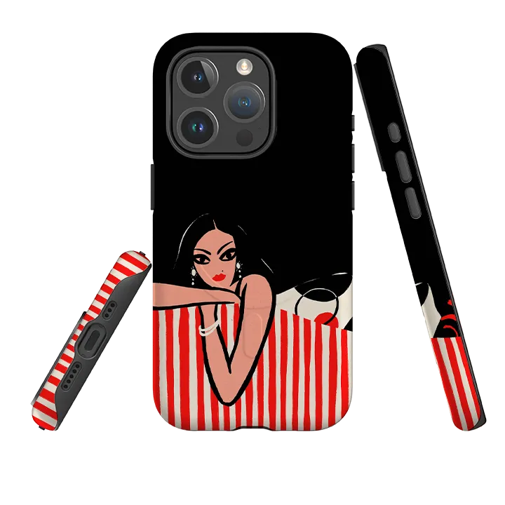 iPhone MagSafe Tough Case -  Red Stripe Sofa By Paul Thurlby Raised Bezels Compact Frame