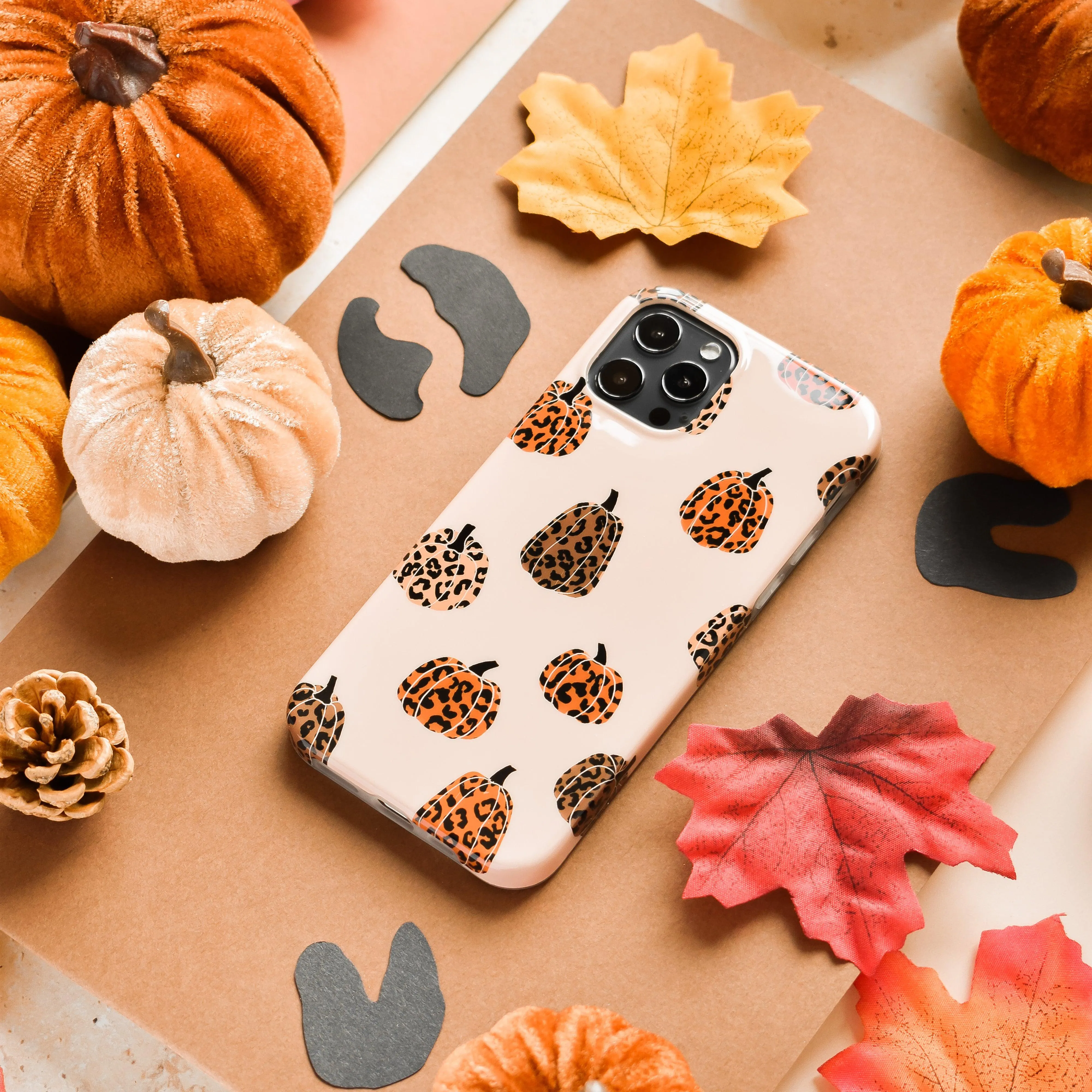 Leopard Pumpkins Phone Case Hybrid Finish Texture Soft Shield